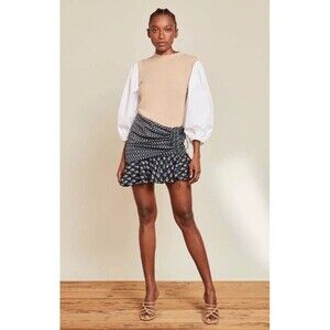 Veronica Bear Woman Mini Skirt Floral Violet‎ Size 2 Blue/white/Black Silk Blend